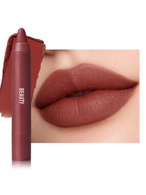 Women's E07# Brick Rose 24 Hour Long-lasting Rose Matte Lipstick Crayon
